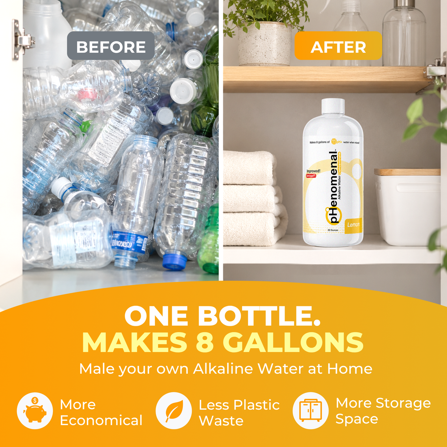 pHenomenal Water Lemon Flavor 32 Oz Concentrate - Makes 8 Gallons